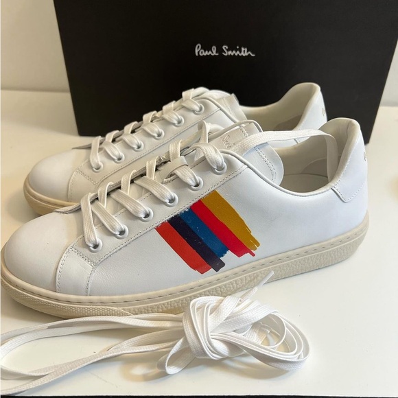 Paul Smith Shoes - New-Paul Smith women’s Side-Stripe Lace-Up leather Sneakers